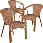 Flash Furniture 3 Pack Cadiz Series Burning Brown Rattan Restaurant Patio Chair by FlashFurniture