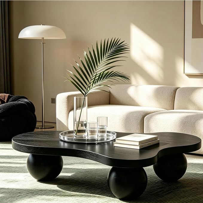 46" Cloud Coffee Table with 3 Ball Legs, Modern Irregular Center Table - Image 5