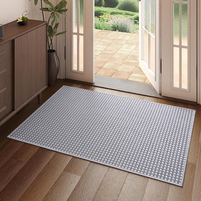 Indoor Front Door Mat Entryway Rug Non Slip Washable Gray 2x3 ft | Front Entry by YDKGL