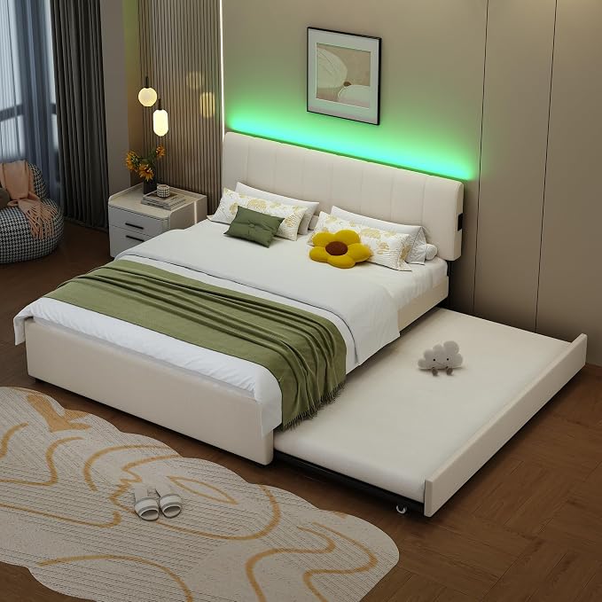 Queen Size Upholstered Platform Bed - Image 5