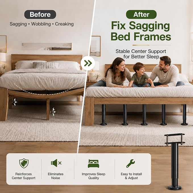 6Pcs Bed Frame Support Leg, Adjustable Height 5.8"-9", Extra Sturdy Steel Bed - Image 3