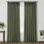 Topfinel Olive Green Linen Semi Sheer Curtains 96 Inches Long, Spring Boho - Image 9