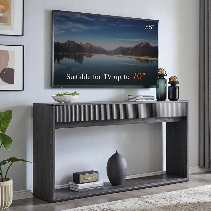 OKD 63" Fluted Console Table for Entryway, Modern Entryway Table - Image 4