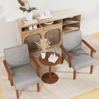 Accent Chairs Set of 2 with Round Side Table, Soft Fabric Upholstered Armchair - Image 3