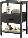Huuger Night Stand with Fabric Drawer, Side Table with Mesh Shelf, Bedroom by Huuger