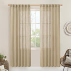 Linen Blended Curtains for Bedroom, Light Filtering Drapes 2 Panels | Faux by LAMIT