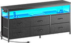 Huuger LED TV Stand for Bedroom, 55 Inch Fabric Dresser - Image 9