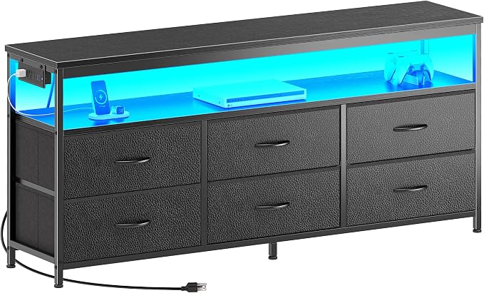 Huuger LED TV Stand for Bedroom, 55 Inch Fabric Dresser - Image 9