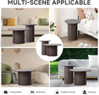 Round Nesting Coffee Table Set of 2 Mid Century Modern Wood Round Coffee Tables - Image 8