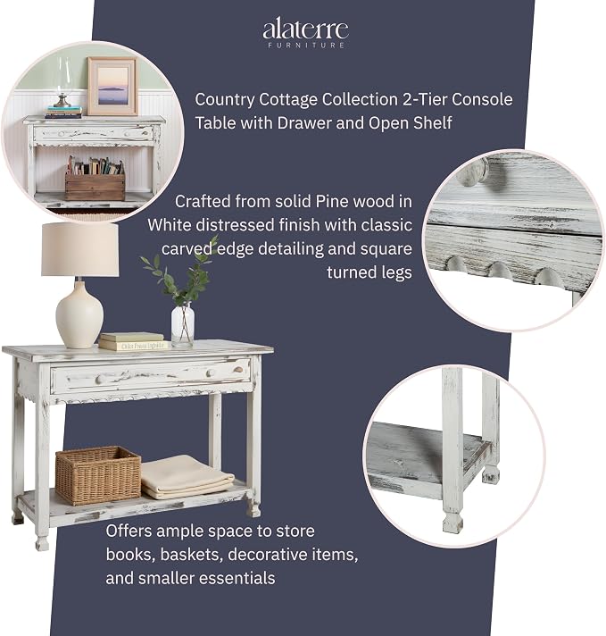Alaterre Furniture Rustic Country Cottage Console Table - Image 4