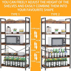 HCHQHS 5 Tier Bookshelf, Adjustable Industrial Bookcase, Vertical Tall Book - Image 3