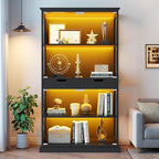 Jocoevol Display Cabinet with Glass Doors, 4-Tier Glass Display Case with Human - Image 3