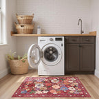 Red Floral Hallway Runner Rug 2x5 - Image 4