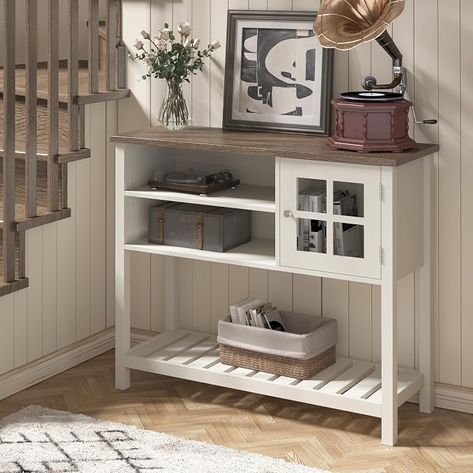 ChooChoo Farmhouse Coffee Bar Cabinet, Buffet Cabinet - Image 4