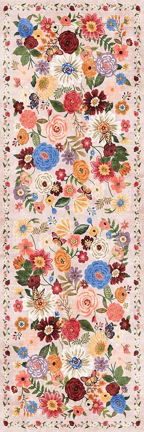 Blush Floral Hallway Runner Rug - Image 2
