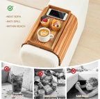 GEHE Acacia Wood Sofa Arm Tray, Foldable Couch Arm Tray Side Table, - Image 2