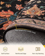 RELEANY Washable Area Rug, Water Repellent, Pet Friendly, Vintage Floral Boho - Image 5