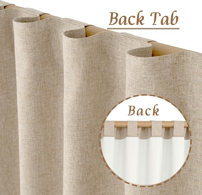 100% Blackout Linen Curtains 63 Inches 2 Panels - Image 6