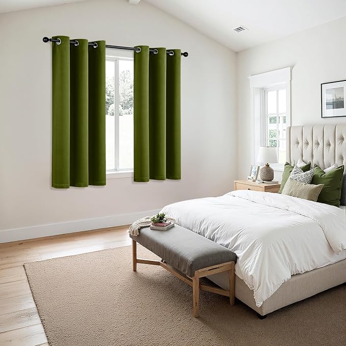 MIULEE Blackout Curtains for Bedroom 2 Panel 40"x54" Long Light Olive Green | - Image 6