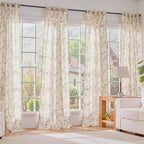 Extra Long Grey Vintage Floral Linen Curtains Farmhouse 2 Panels | Elisa Series - Image 7