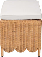 Bali & pari Teresa Bohemian Light Honey Scalloped Rattan Ottoman Bench - Image 5