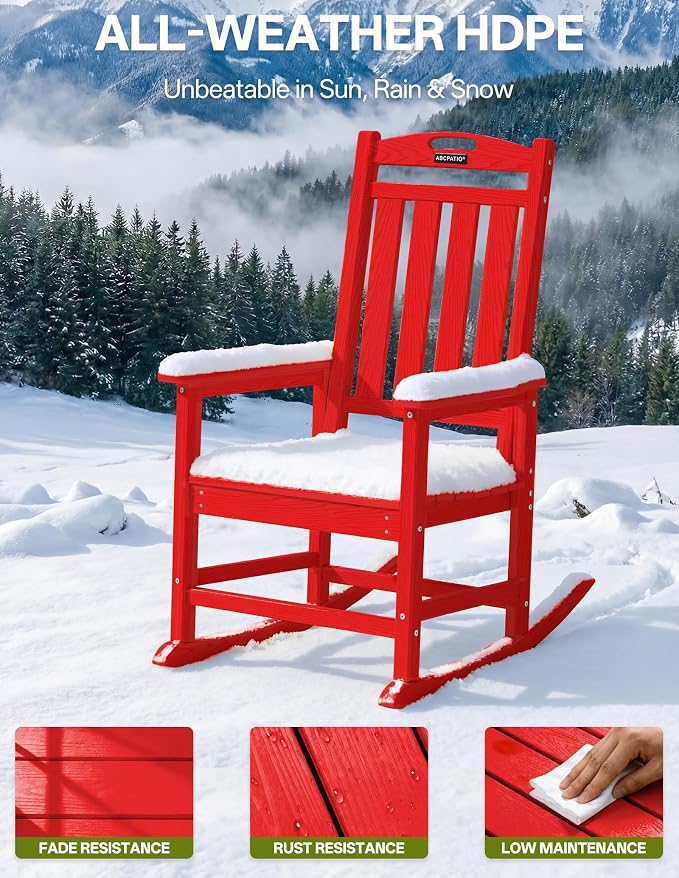 Outdoor Adirondack Rocking Chairs All-Weather HDPE Patio Rocker Chair - Image 6