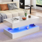 Uspeedy 39.37in Large High Glossy LED Coffee Table - Image 6