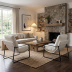 LukeAlon Modern Sherpa Accent Armchairs Set of 2, Upholstered Living Room Chairs - Image 4