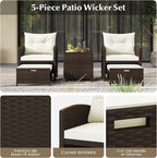 Tangkula 5 Pieces Patio Conversation Set, PE Wicker Outdoor Furniture Set - Image 8