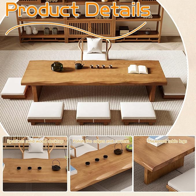 Solid Wood Low Coffee Tea Table - Image 4