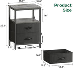 Huuger Night Stand with Charger Station and LED Lights, 2 Drawer Nightstand - Image 3