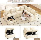 Ihanherry 106-inch Large L-Shaped Sectional Sofa Bed, 7-Seater Convertible Pull - Image 5