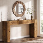 Solid Wood Console Table, 63-Inch Farmhouse Sofa Table Behind Couch - Image 3