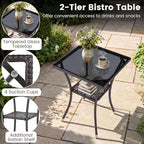 Tangkula 3 Pieces Patio Wicker Bistro Set, 2 Rattan Chairs w/ 2-Tier Tempered - Image 7