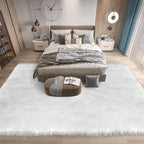 White Faux Fur Sheepskin Rug 6x9 Fuzzy Fur Rug Fluffy Carpet - Image 4