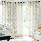 Yakamok 84 Inches Grey Floral Linen Textured Curtains - Image 8
