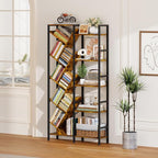 5-Tier Double Wide Bookshelf 67", Industrial Tree BookShelves, Vintage Storage - Image 3