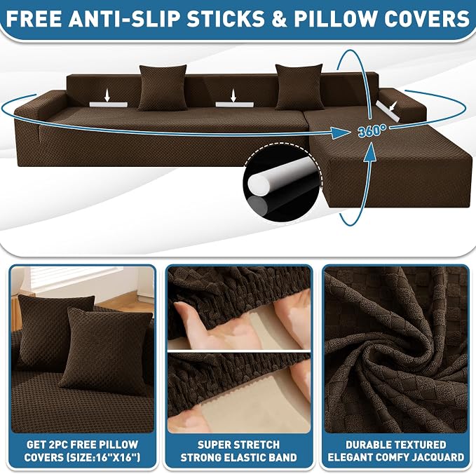ZNSAYOTX Sectional Couch Covers, Stretch Jacquard Slipcovers - Image 3