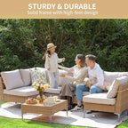 JOYURE 5 Piece Wicker Patio Furniture Set, Outdoor Conversation Sectional Sofa - Image 8