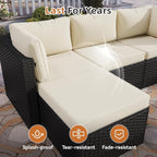 Aoxun Patio Furniture Set 5-Piece, Outdoor Sectional Sofas - Image 7
