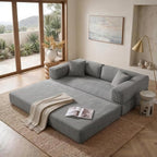 78" 4-in-1 Convertible Sofa Bed, Boneless Corduroy Sleeper Couch by Unknown
