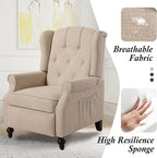 Wingback Chair with Massage and Heat, Tufted Fabric Pushback Recliner Chair - Image 8