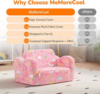 MeMoreCool Glowing Pink Rainbow Kids Chair, 2-in-1 Glow-in-the-Dark Kids Couch - Image 6