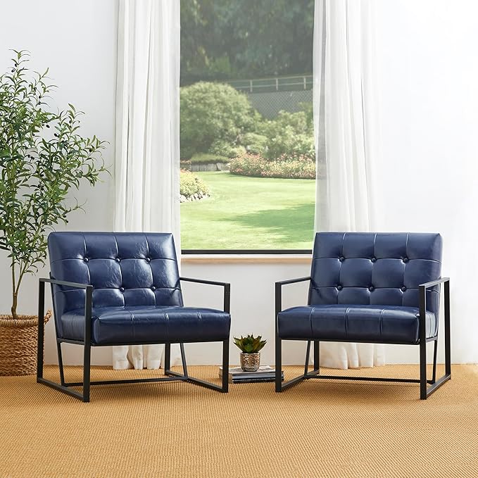 Glitzhome Mid Century Modern Accent Chairs Set of 2, Modern Living Room Chairs by Glitzhome