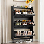 BORNOON Shoe Cabinet with 3 Flip Drawers Narrow Shoe Storage Cabinet Organizer - Image 3