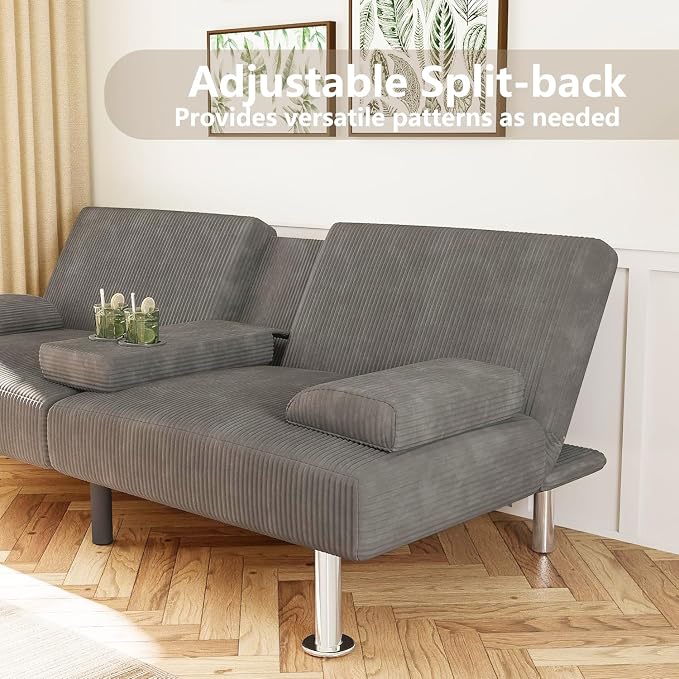 Flamaker Futon Sofa Bed Modern Folding Futon Set Convertible Recliner Lounge - Image 7