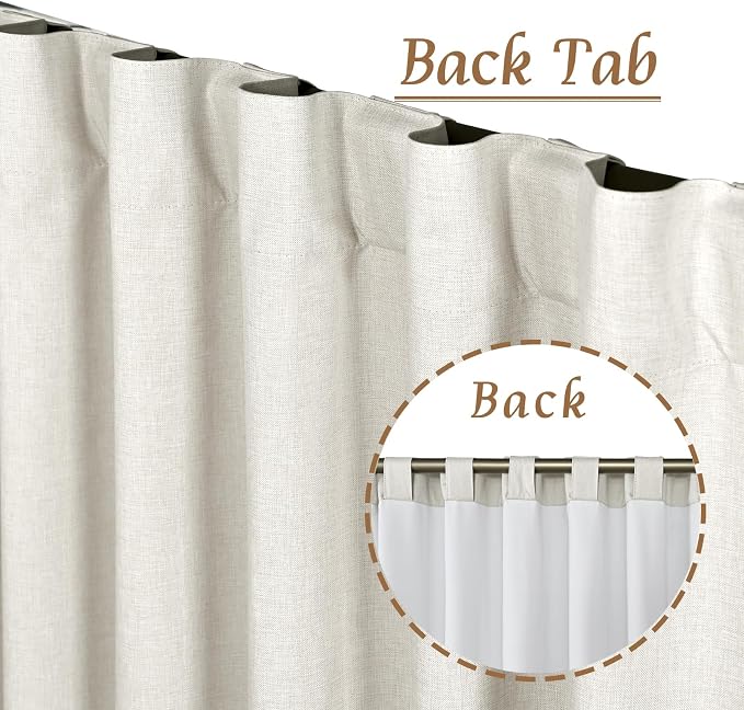 Linen Blackout Curtains for Bedroom 90 Inch - Image 6