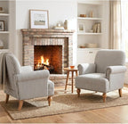 Black Striped Linen Fabric Accent Chair, Modern Farmhouse Upholstered Armchair - Image 5