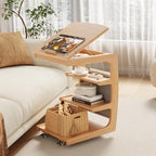 AQIMUELE Wooden C-Shaped End Table, Couch Desk by AQIMUELE