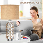 PARTPHONER Modern Coastal Table Lamp, 3-Way Dimmable Touch Control, 2 USB - Image 4